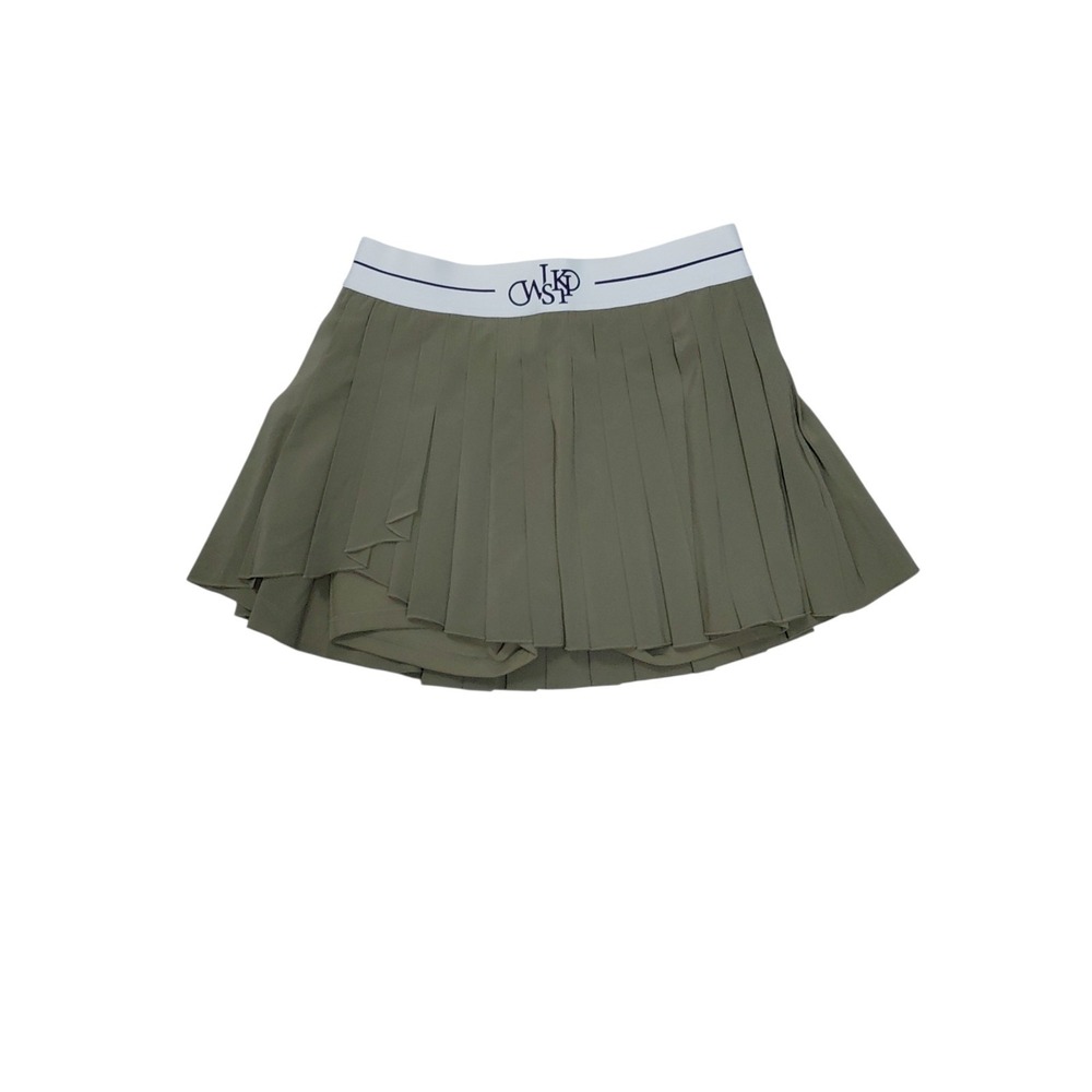 WISKII Medium Waist Mini Pleated Skirt Sz Medium (US 4) Muted Khaki NWT